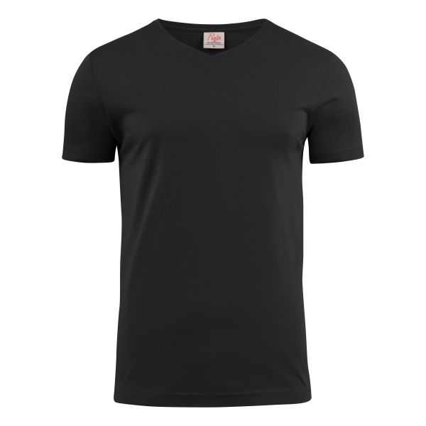 Printer Heavy V-neck T-shirt Svart Svart