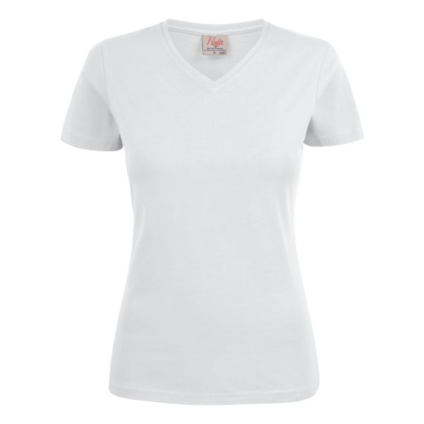 Printer Heavy V-neck Lady T-shirt Vit Vit