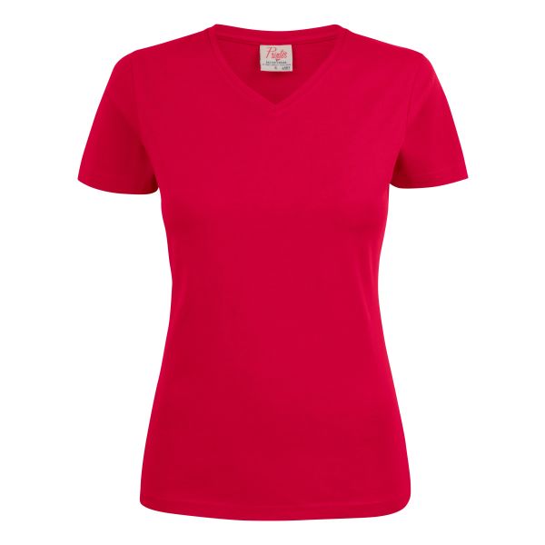 Printer Heavy V-neck Lady T-shirt Röd Röd