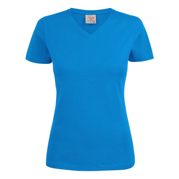 Printer Heavy V-neck Lady T-shirt Oceanblå Oceanblå