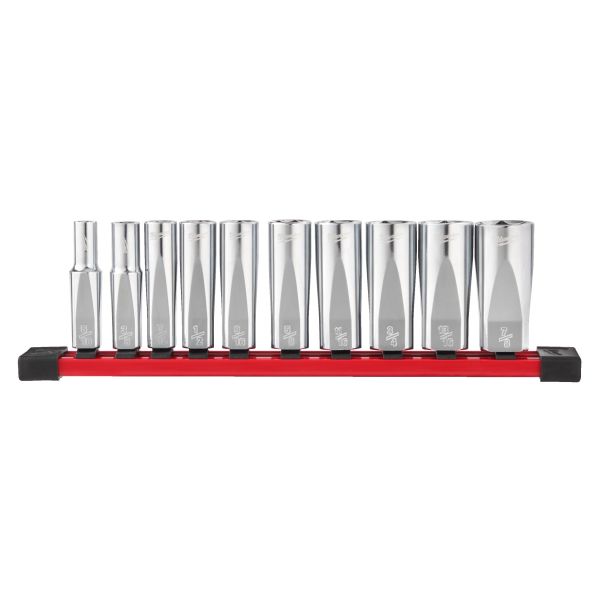 Milwaukee 4932492510 Hylssats 3/8″ långa 10 delar Imperialisk