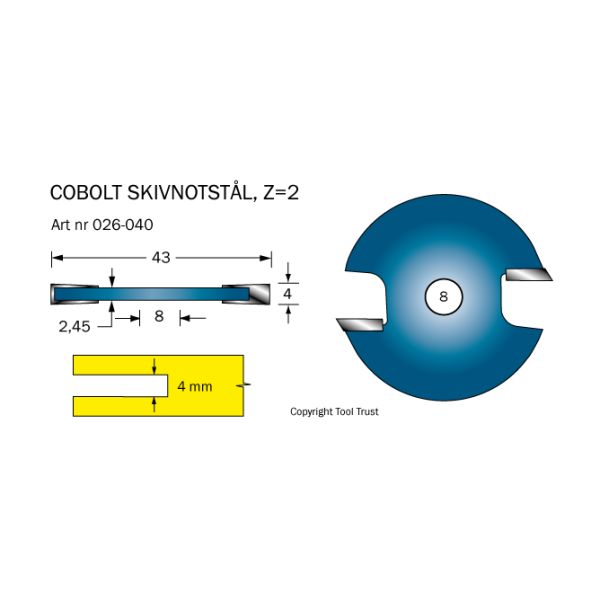 Cobolt 026-040 Notskiva L=4 D=43 Z=2