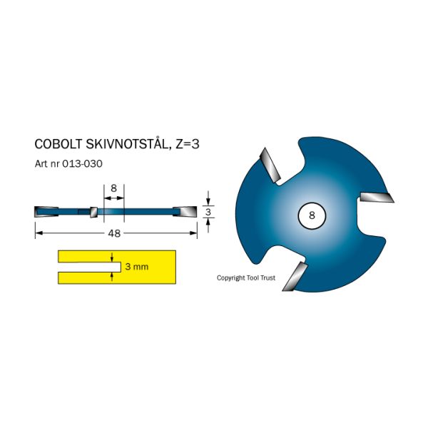 Cobolt 013-030 Notskiva L=3 D=48 Z=3