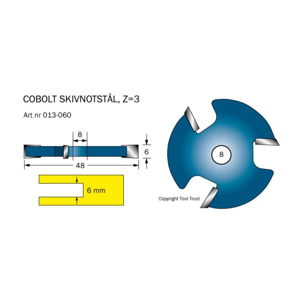 Cobolt 013-060 Notskiva L=6 D=48 Z=3