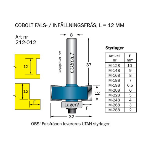 Cobolt 212-012 Falsfräs L=12 D=32 TL=61 S=8