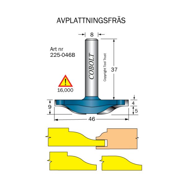 Cobolt 225-046B Frisfräs R=12,7 D=46 L=9