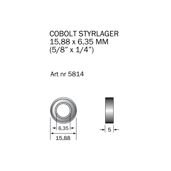 Cobolt 5814 Kullager 15,88 x 6,35 mm