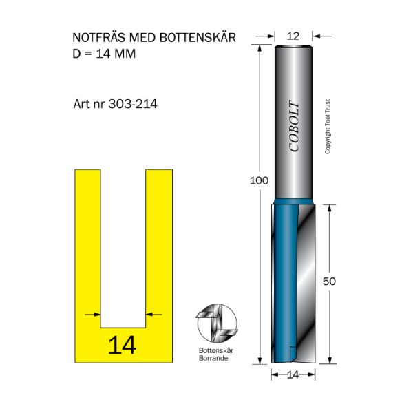 Cobolt 303-214 Notfräs D=14 L=50 TL=100 S=12