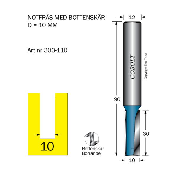 Cobolt 303-110 Notfräs D=10 L=30 TL=90 S=12