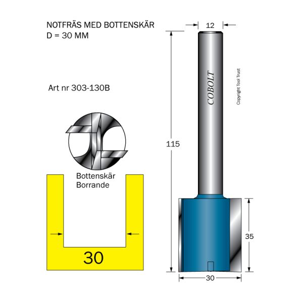 Cobolt 303-130B Notfräs D=30 L=35 TL=115 S=12