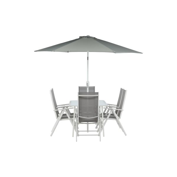 Venture Home Brekki 2051-400 Matgrupp bord stolar parasoll vit