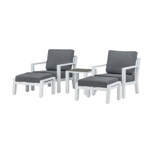 Venture Home Barcelona 1028-400 Loungeset stolar pallar bord grått/vitt