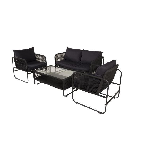 Venture Home Utah 1383-022 Loungeset bord soffa fåtöljer svart