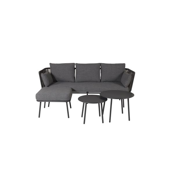 Venture Home Stringa 1525-2048 Loungeset soffa divan satsbord svart/grått