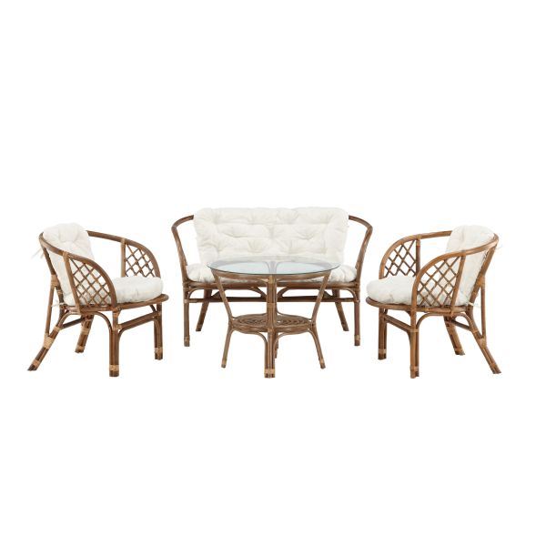 Venture Home Wera 1572-6011 Loungeset soffa bord fåtöljer natur/vitt