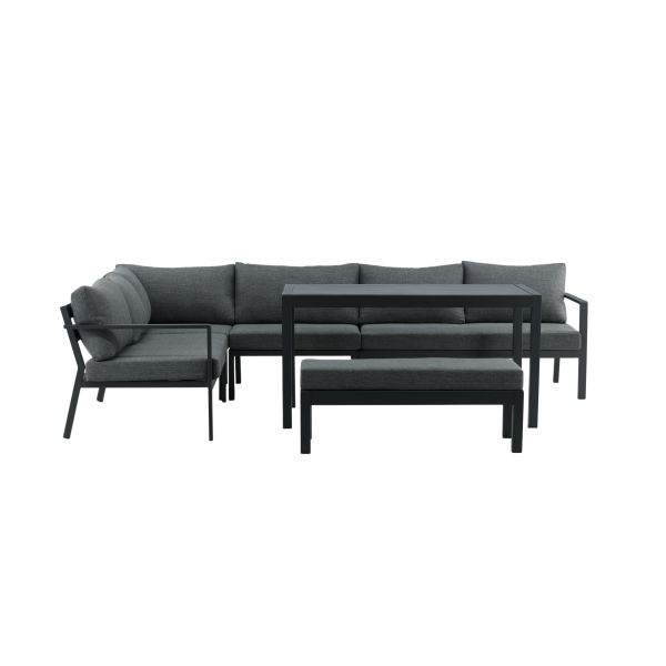 Venture Home Ramos 2086-408 Loungeset soffa bord bänk grått/svart