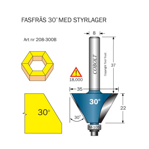 Cobolt 208-300B Fasfräs 30° D=35 L=22 F=12,5 TL=70 S=8