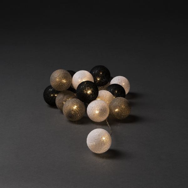 Konstsmide 3134-573 Ljusslinga garnbollar vit/grå/svart 16 st
