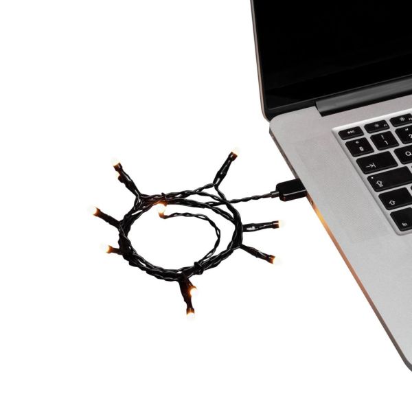 Konstsmide 1773-830 Microljusslinga frostad USB amber svart kabel 1.9 m 20 LED