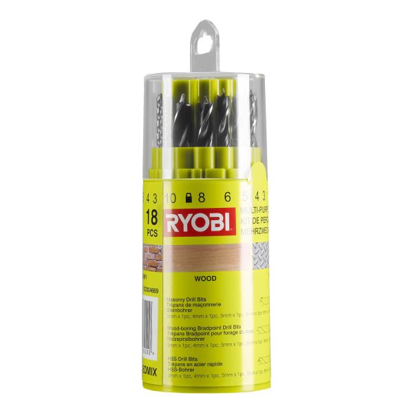 Ryobi RAK18DMIX Borrsats 18 delar