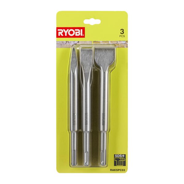 Ryobi RAKSPC03 Mejselsats 3 delar SDS+