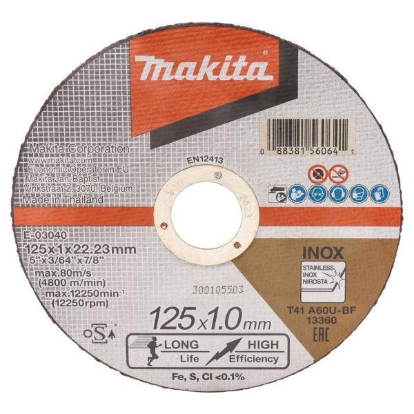 Makita E-03040-12 Kapskiva 125×1,0 mm 12-pack