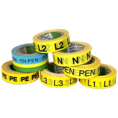 Nitto 2987710 Fasmärkningstejp 19 mm, PEN, gul/grön, ljusblå
