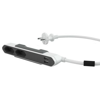 allocacoc PowerBar Grenuttag 2 st. USB-uttag, 1,5 m