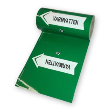Nordisk Rörmärkning 51037 Tape til mærkning af rør 160 mm x 10 meter, grøn