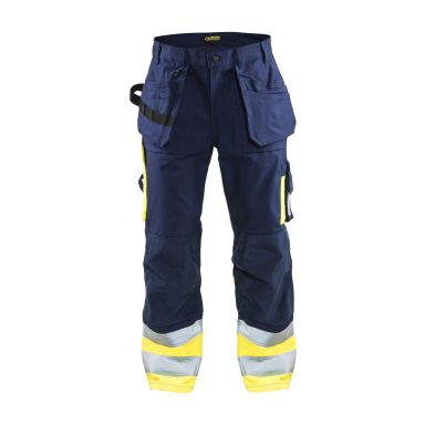 Blåkläder 152918608933C52 Synlighetsbukse marineblå/varselgul, håndverk