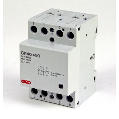 Garo GK40 4NO AC/DC Kontaktor 40 A, 4 lukkede kontaktorer