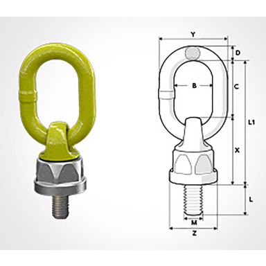 Gunnebo Z102016 Lyftfäste med kullager, roterbart