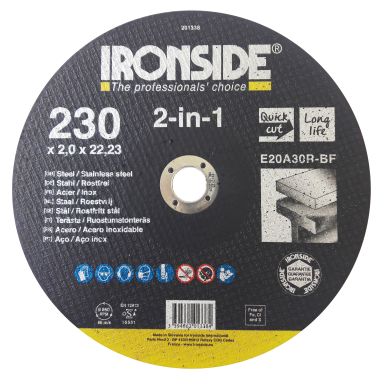 Ironside 201338 Kappeskive 230 mm, F41, E20A, 2in1