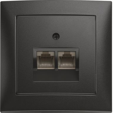 Hager 6345551606 Datapistoke 2 x RJ45, kaikki varusteet