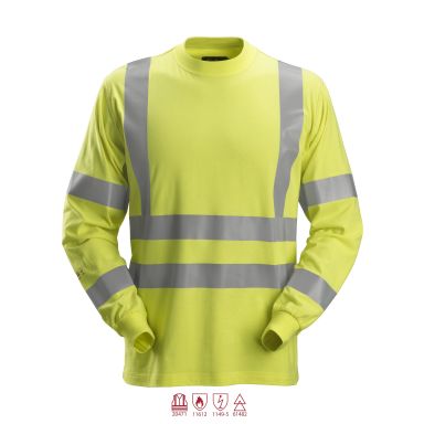 Snickers Workwear 2461 ProtecWork T-paita huomioväri, keltainen, pitkähihainen