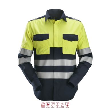 Snickers Workwear 8563 ProtecWork Sveiseskjorte varsel, gul/marineblå