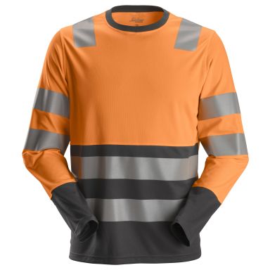 Snickers Workwear 2433 Pitkähihainen T-paita huomioväri, oranssi/musta