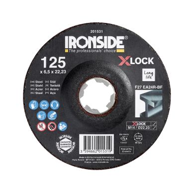 Ironside 201531 Slibeskive X-LOCK, 125x6,5x22,23 mm, stål