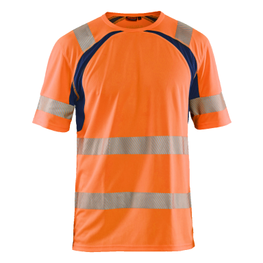 Blåkläder 339710135389XXL T-paita huomioväri, oranssi/tummansininen