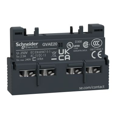 Schneider Electric GVAE20 Apukosketinlohko TeSys GV2 ja GV3