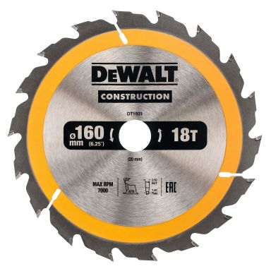 Dewalt DT1931-QZ Savklinge 160 x 20 mm, 18T