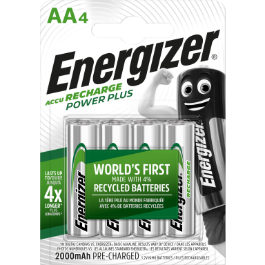 Energizer Recharge Power Plus Batteri laddningsbart, AA, 1,2 V, 4-pack