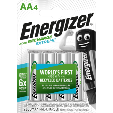 Energizer Recharge Extreme Batteri oppladbart, AA, 1,2 V, 4-pakning