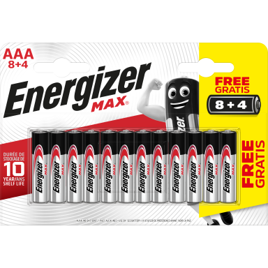 Energizer MAX Batteri AAA, 1,5 V, 12-pakning
