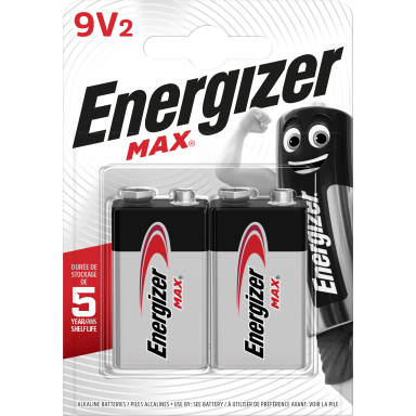 Energizer Max Batteri 9V/522, 2-pack