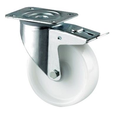 Tente 3477POR125P62 Hjul nylon, hvid, plade 105x85 mm
