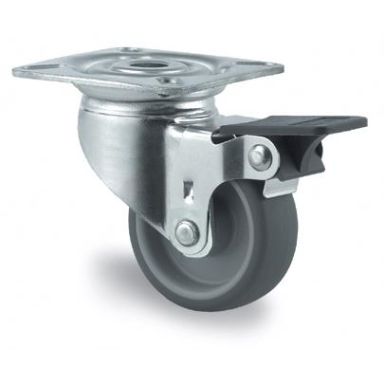 Tente 2477PJO100P50 Hjul Termogummi, bremse, plade 77x67 mm