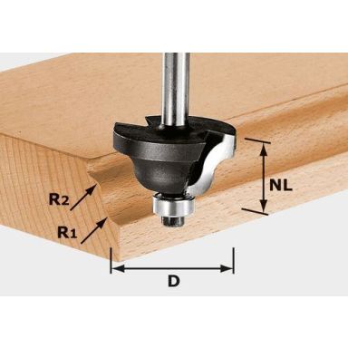 Festool HW S8 D31,7/R4/R4 Fræser med dobbelt radius 8mm spindel