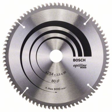 Bosch 2608640437 Optiline Wood Sagklinge 254x2,5x30 mm, 80T