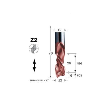 Cobolt 60-156MC Spiralskærer D=12, L=28, TL=76, S=12
